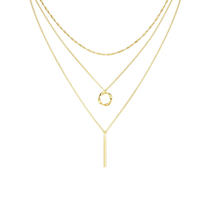 Wholesale Women' s multi-layer circle long stick necklace new arrival personalized stacking autumn and winter three-layer necklace set