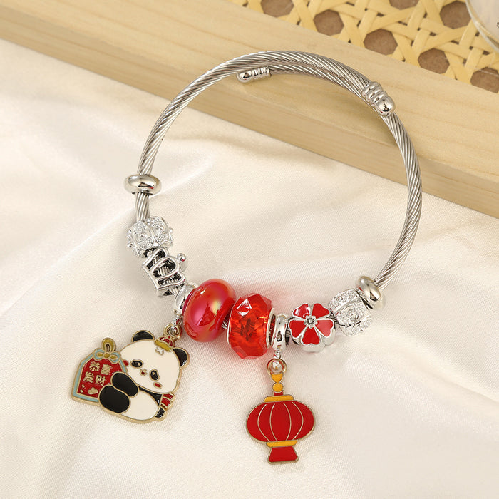 Wholesale Stainless Steel Panda Bracelet Travel Souvenir Fashion Accessory MOQ≥2