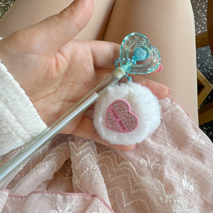 Wholesale Diamond-encrusted Cartoon Fur Ball Pen Student Ballpoint Pen Cute Stationery