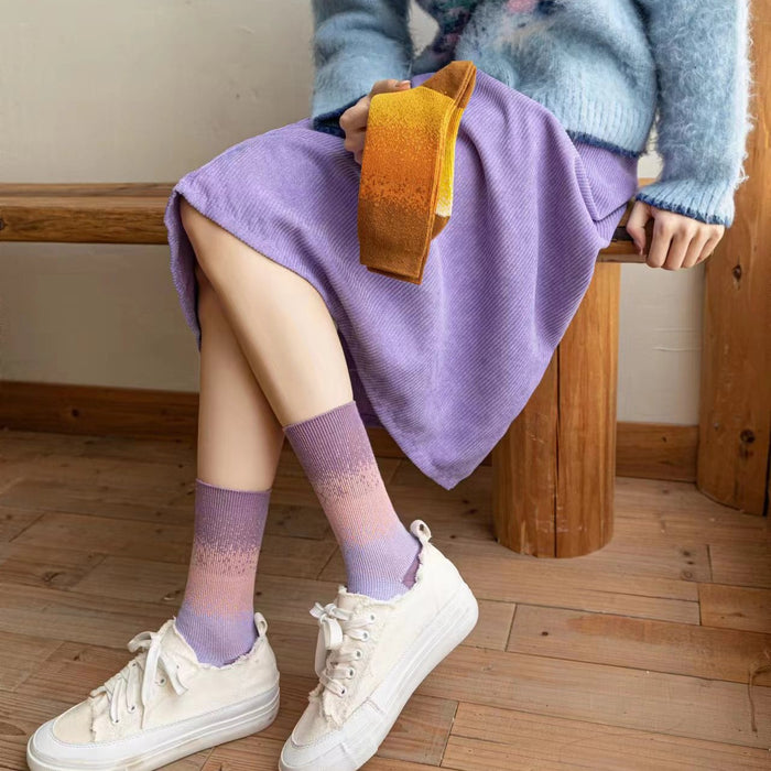 Wholesale Sock fashion designer tie dye gradient color personalized pure cotton mid tube socks