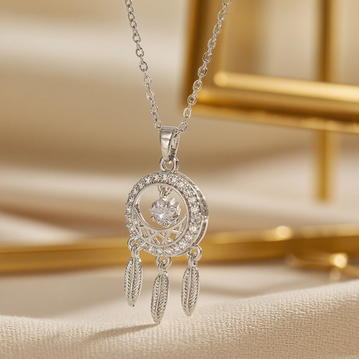 Wholesale Stainless Steel Dreamcatcher Collarbone Necklace Geometric Jewelry Gift MOQ≥2