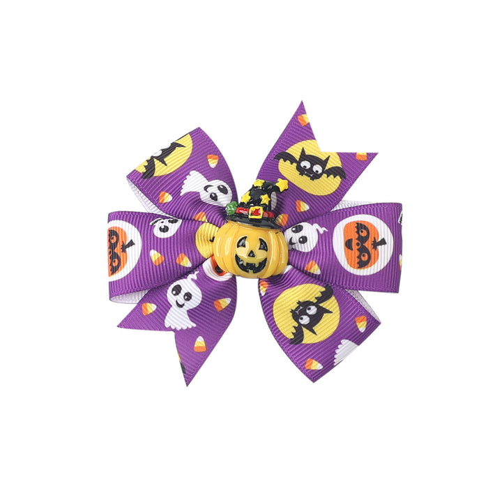 Wholesale Halloween Children's Three-layer Swallowtail Bow Fabric Hairpin JDC-HC-QiuN010