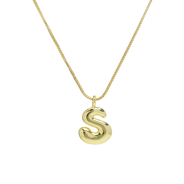 Wholesale 18k Brass Glossy Balloon 26 English Letters Necklace JDC-NE-BaiYi004