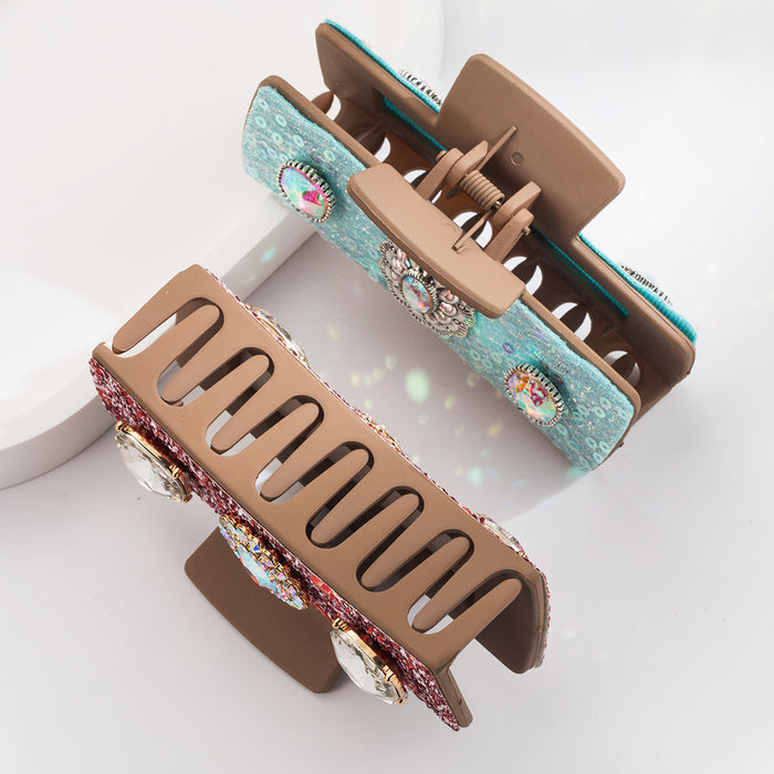 Wholesale Retro Ancient Silver Alloy Diamond Patch Sequin Hair Clip Back Head Clip Elegant Simple Hair Accessories