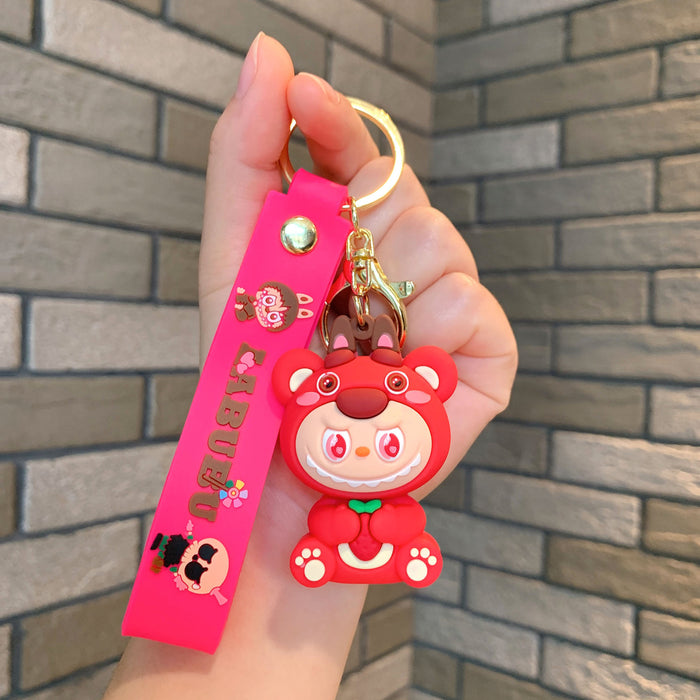 Wholesale Cartoon Keychain  Strawberry Bear Car Keychain