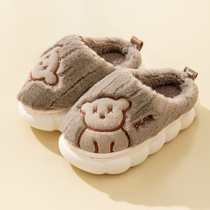Wholesale Cotton slippers autumn and winter Boys Girls bear slippers home shoes kids furry slippers