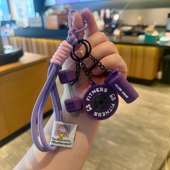 Wholesale Creative Mini Fitness Barbell Keychain
