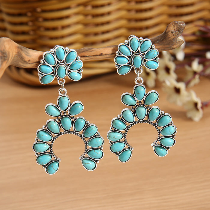 Wholesale Exaggerated Turquoise Earrings in Western Style