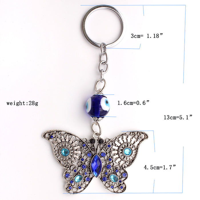 Wholesale Butterfly Full Diamond Alloy Retro Keychain Accessories Personalized Keychain