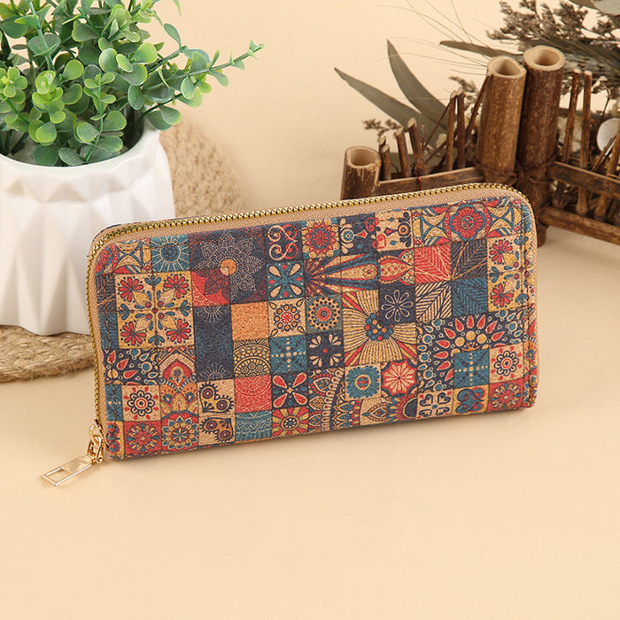 Wholesale PU Leather Long Wallet with Geometric Pattern Zip Around Closure MOQ≥3
