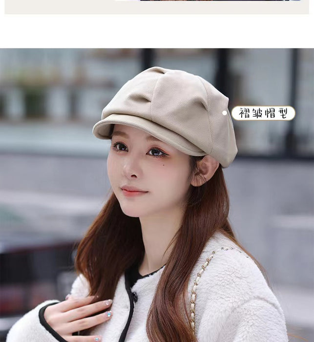 Wholesale Cloud hat new pleated octagonal hat travel versatile casual woolen beret