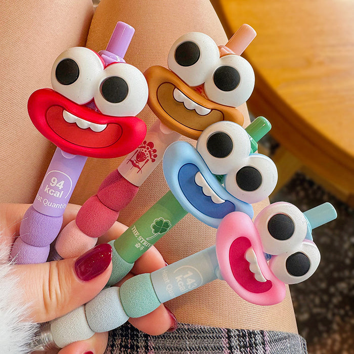 Wholesale 4pcs Cute Big Mouth Big Eyes Funny Doll Pen High Color Value Black Press Gel Pen Special Pen for Students Examination