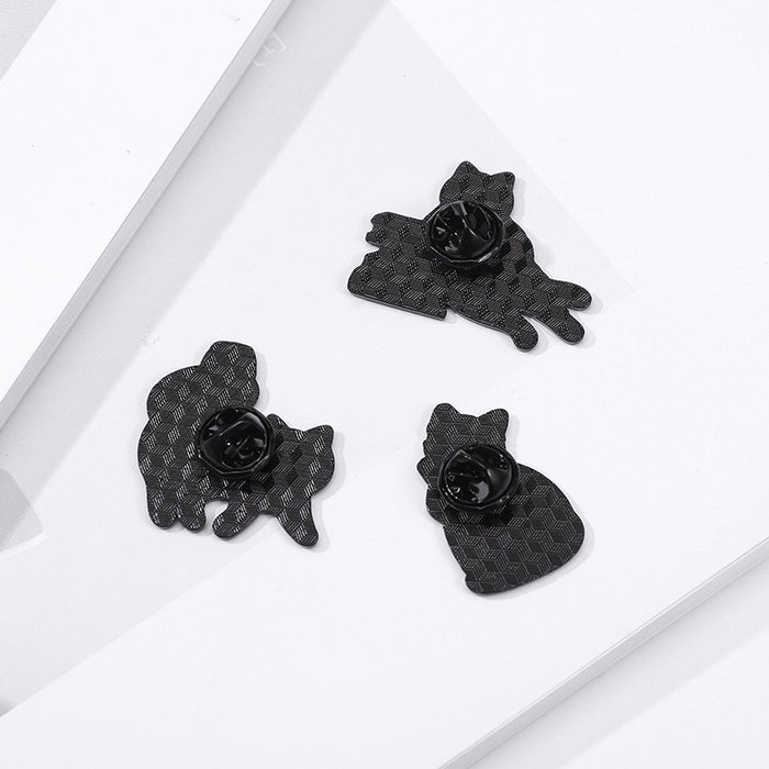 Wholesale Super cute cat cartoon badge personality cool white kitten drink red wine shape alloy enamel brooch