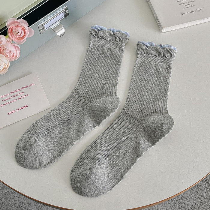 Wholesale Socks, children's thin bow, mid tube socks, versatile lace pile socks, cotton socks