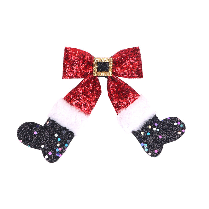 Wholesale Christmas Boots Bow Fabric Hairpin JDC-HC-Bais001