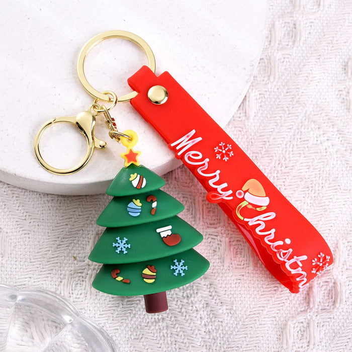 Wholesale Cute soft rubber Christmas keychain