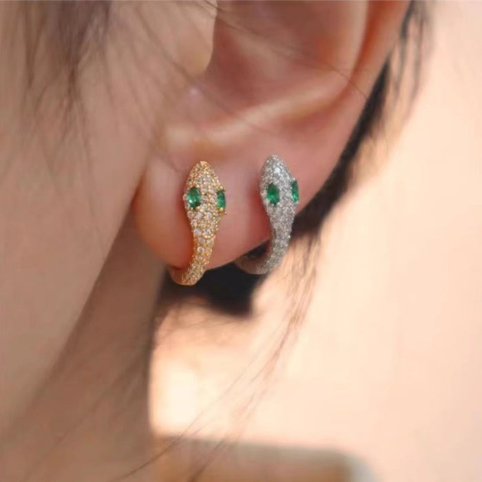Wholesale Diamond studded snake shaped earrings, fashionable and niche design, light luxury and high-end feeling, ear ring buckle, personalized earrings