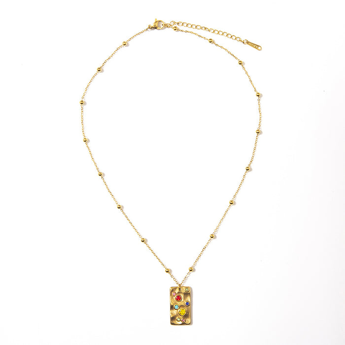 Wholesale Stainless steel rainbow gemstone necklace, personalized polygon necklace, color preservation wholesale