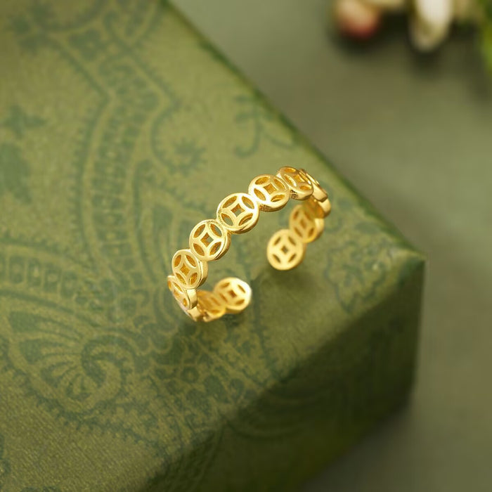 Wholesale Vintage plain ring, niche, light luxury, adjustable opening