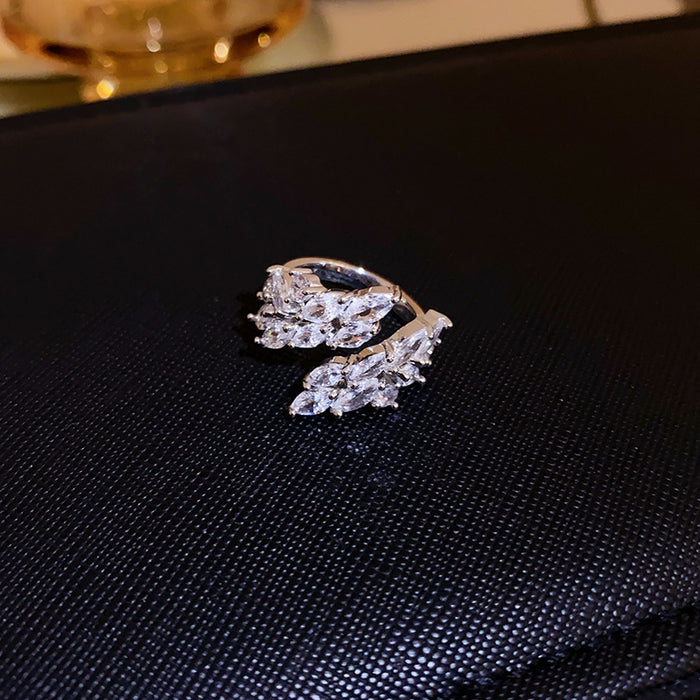 Wholesale Zircon diamond geometric love open ring sweet niche fresh index finger ring fashion high-end jewelry