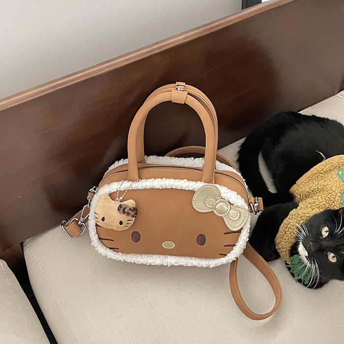 Wholesale Cute cartoon character plush single-shoulder bag with a handle.