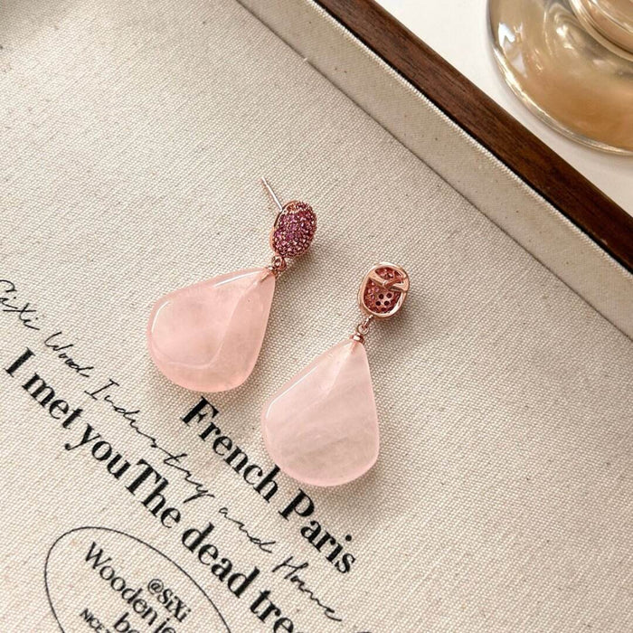 Wholesale Fashionable water droplet shaped natural earrings with a simple and niche design, inlaid with earrings