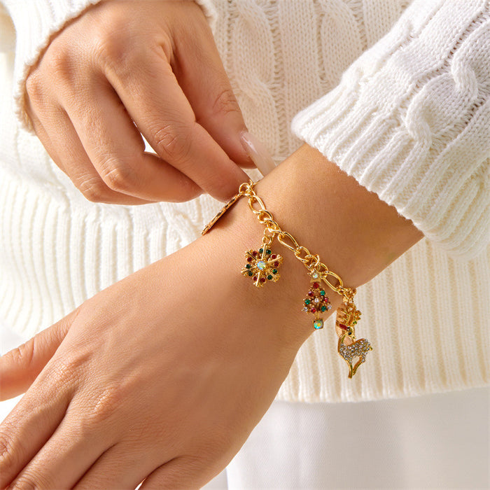 Wholesale Christmas jewelry,  colored diamond snowflake Christmas tree,  multi-colored candy pendant pearl bracelet