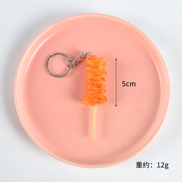 Wholesale PVC BBQ Skewers Food Toy Keychain Simulated Meat And Quail Egg Pendant Boutique Resale Accessory MOQ≥5
