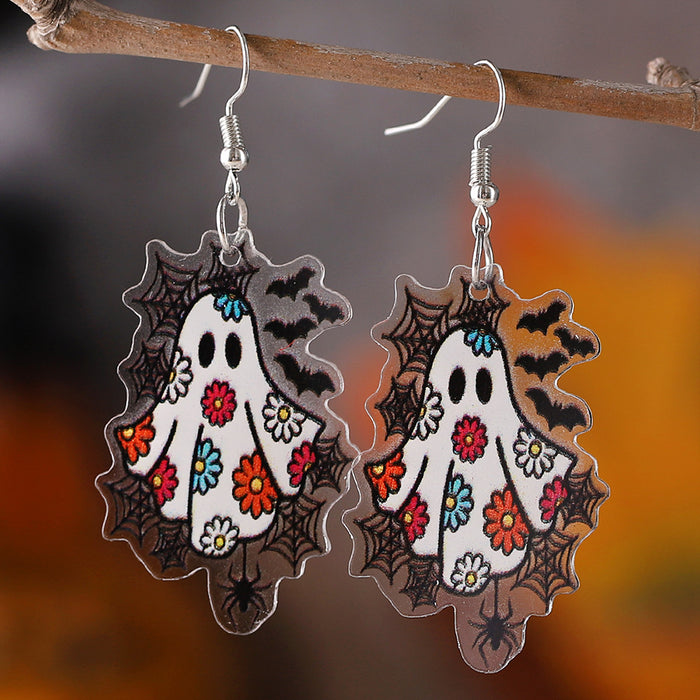Wholesale  Cute Flowers Ghost Bat  Web Pendant Earrings Acrylic Earrings Gift