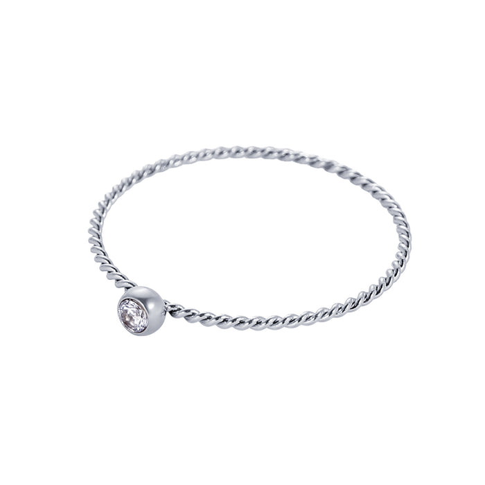 Wholesale Twisted ring with zircon ring stainless steel gold-plated birthstone twisted tail ring