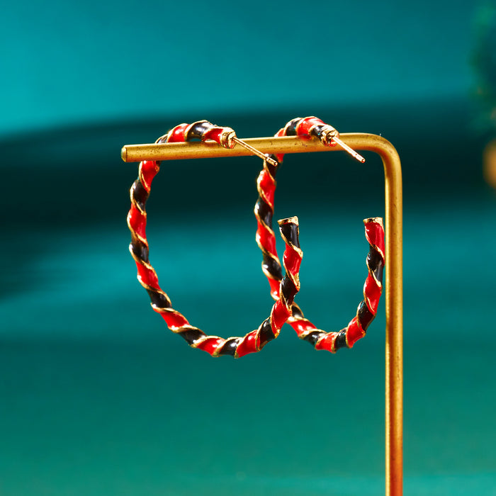 Wholesale Christmas fashion colorful red and green twisted earrings party accessories Christmas earrings
