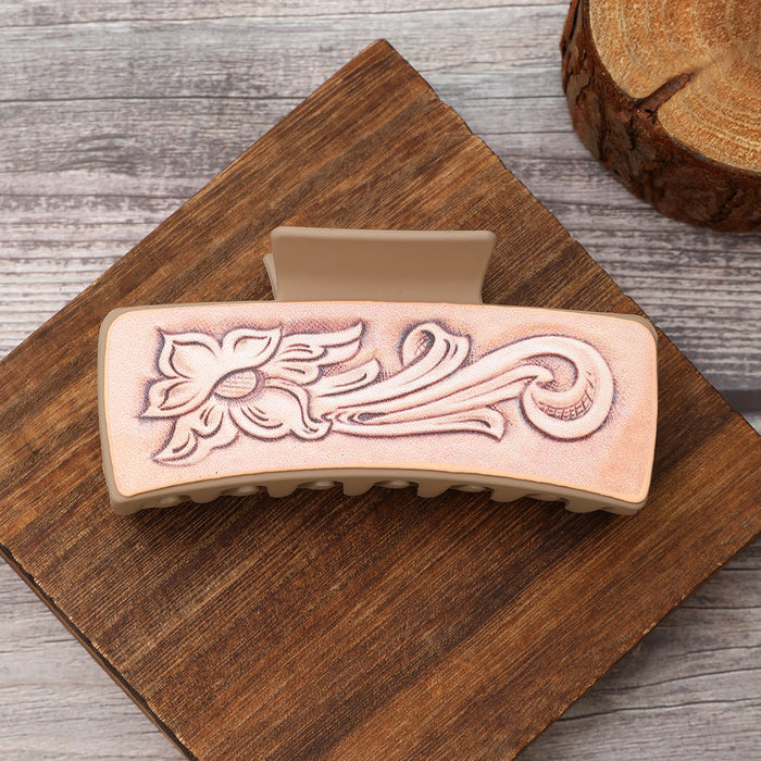 Wholesale West Denim Style Leather Hairpin Cactus Clamp Women Shark Clip