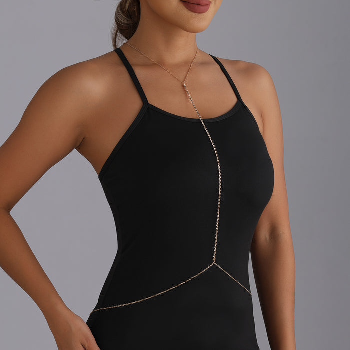 Wholesale Chest chain accessories, sexy, fashionable, casual, body chain, necklace, women's exaggerated, trendy, diamond studded top chain, waist chain