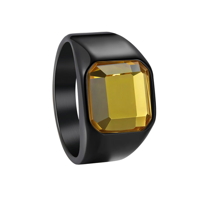 Wholesale Titanium Steel Electroplated Men' s Ring with Multi-Color Stones - Boutique Resale