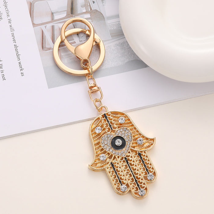 Wholesale Chic Evil Eye Rhinestone Keychain Pendant Zinc Alloy Bag Charm MOQ≥2
