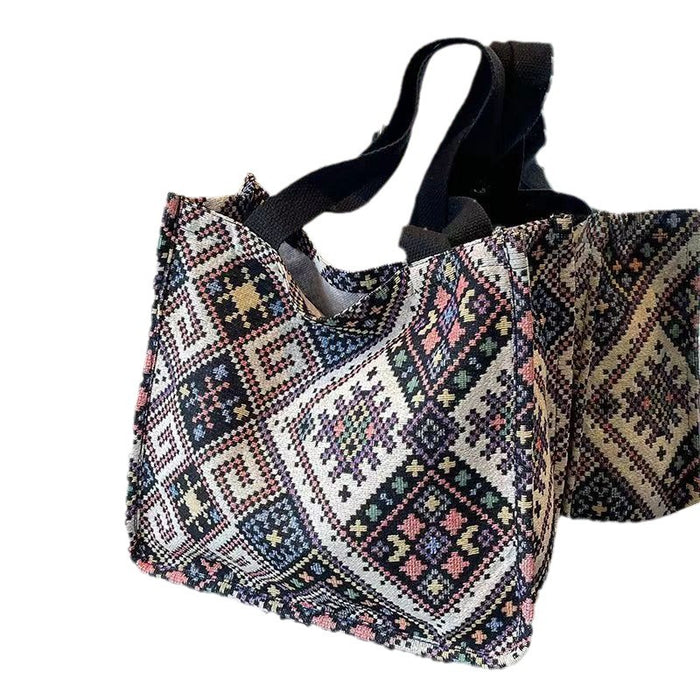 Wholesale Large capacity ethnic commuter tote bag fashionable commuter cloth bag college students class shoulder bag