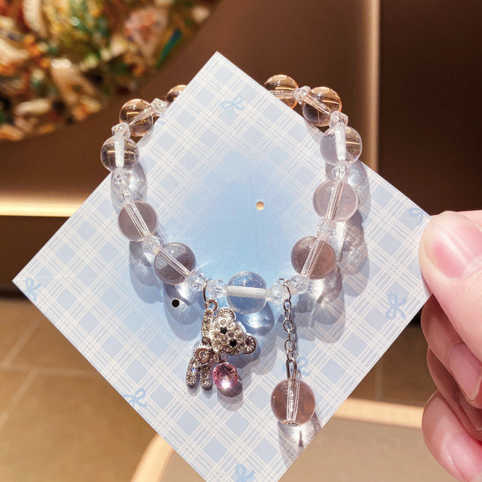 Wholesale Blue Diamond Studded Bear Bracelet Imitation Crystal Fashion Jewelry Accessory MOQ≥3