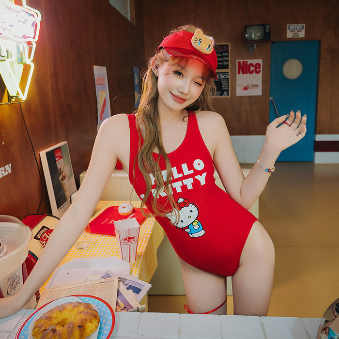 Wholesale Printed camisole one-piece swimsuit hot spring sexy shorts bikini set