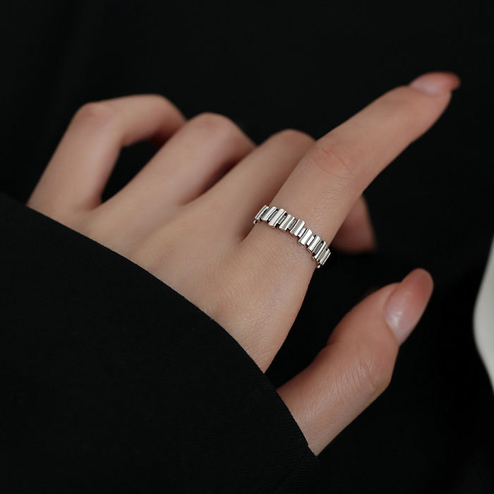 Wholesale Silver plated geometric ring light luxury tail ring plain ring index finger ring niche high-end opening ring