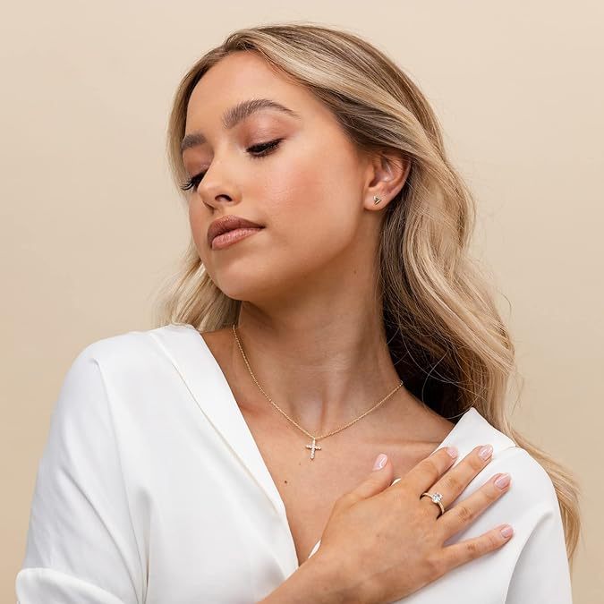 Wholesale 925 Sterling Silver Diamond Cross Necklace Jewelry Women's Chain Silver