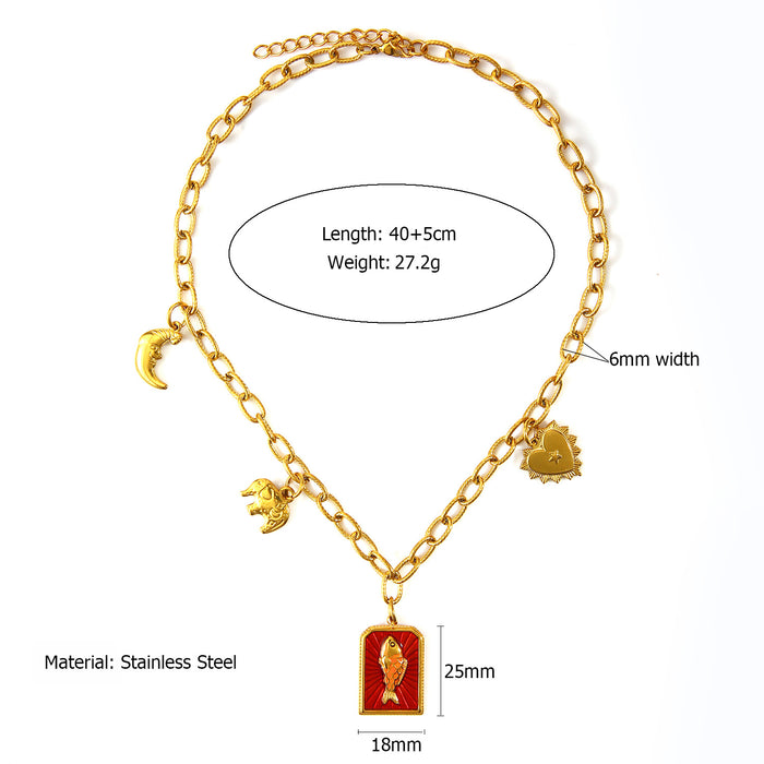 Wholesale Design stainless steel personalized small fish dolphin fashionable casual necklace color preservation wholesale