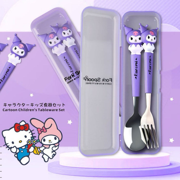 Wholesale Cartoon Printed Stainless Steel Cutlery Two-piece Set JDC-SN-Kameng001