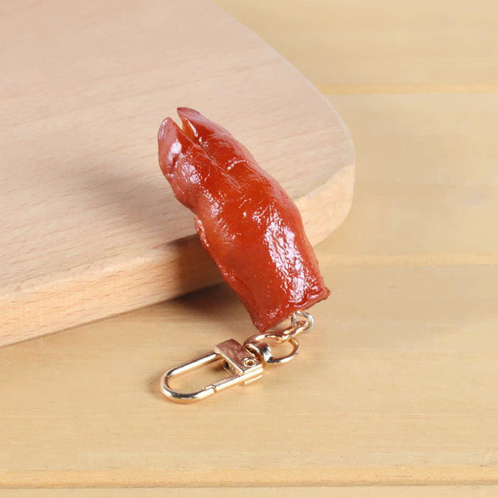 Wholesale PVC Simulated Food Keychain Charms Realistic Chicken Wing Roast Duck And Braised Pork Pendant MOQ≥5