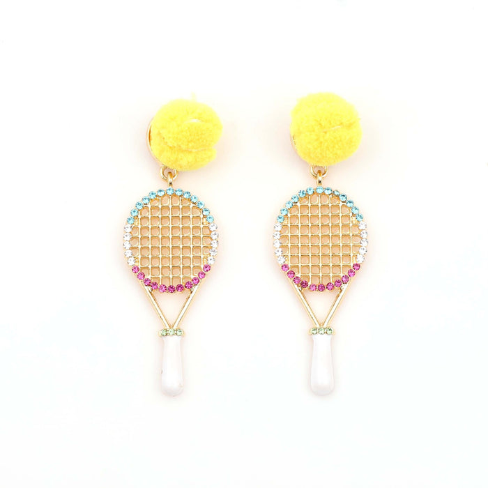 Wholesale personalized sports alloy tennis racket exaggerated earrings diamond earrings