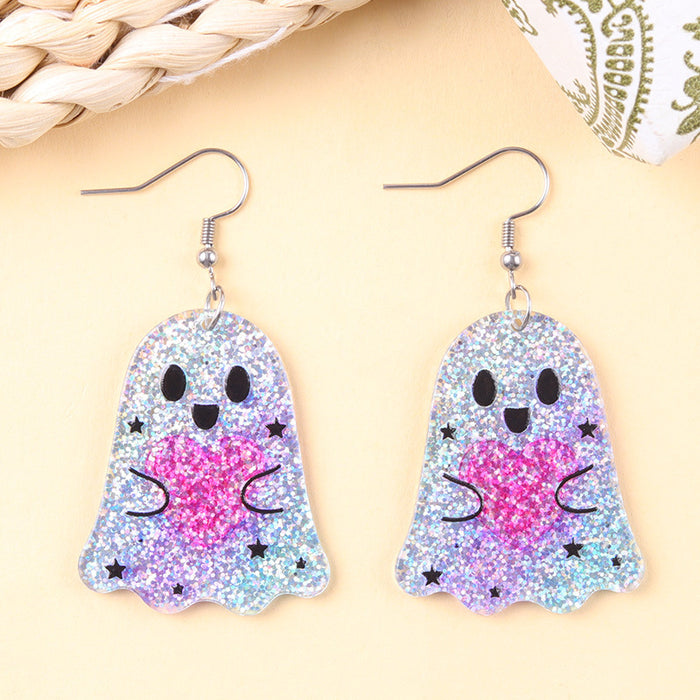 Wholesale Halloween Funny Acrylic Bat Pumpkin Ghost Earrings Trendy Jewelry Accessory MOQ≥2
