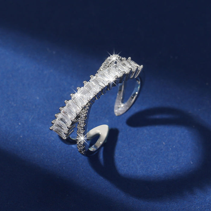 Wholesale Women's niche ring design, light luxury cross diamond zircon open ring, versatile ring