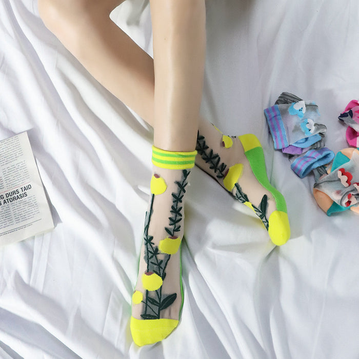 Wholesale Women's socks with mid tube design, cotton socks, breathable ice stockings