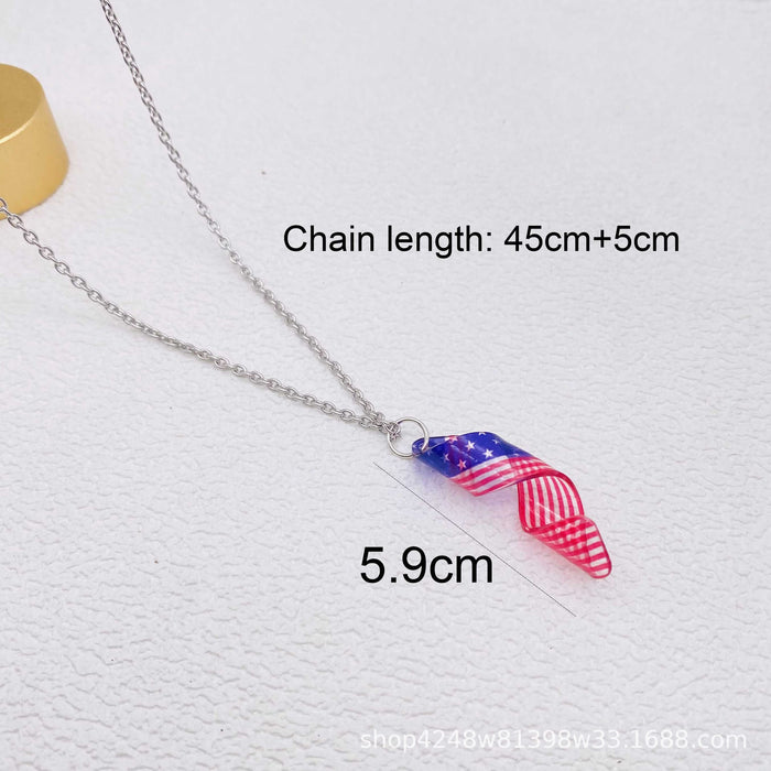 Wholesale Acrylic national flag pattern star element spiral shape necklace and earrings