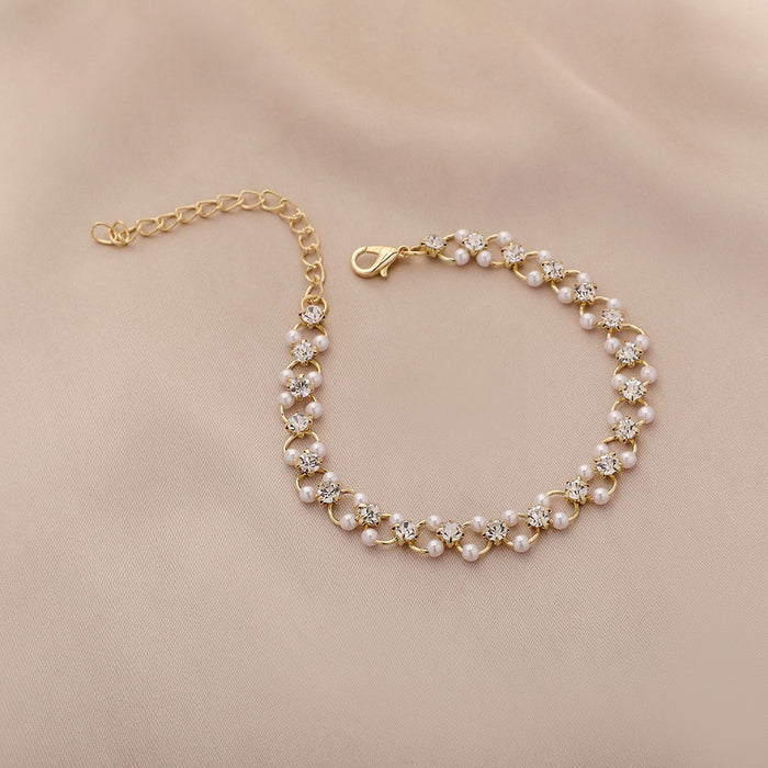 Wholesale Elegant, luxurious, high-end necklace, exquisite zircon pearl bracelet, niche design, handmade accessory