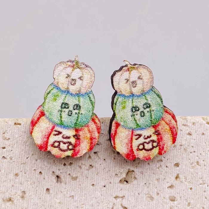 Wholesale  Earrings Horror Pumpkin Ghost Bat Wooden Earrings  Night Jewelry